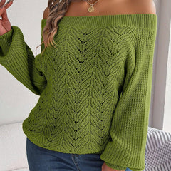 Off-Shoulder Knit Sweater - View 14 | TEVQA