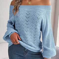 Off-Shoulder Knit Sweater - View 20 | TEVQA