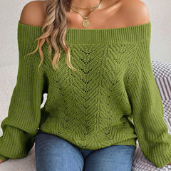 Off-Shoulder Knit Sweater - View 13 | TEVQA