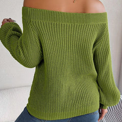 Off-Shoulder Knit Sweater - View 12 | TEVQA