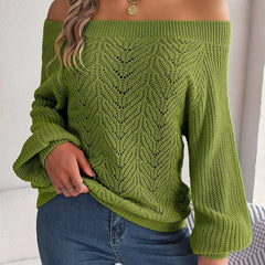 Off-Shoulder Knit Sweater - View 11 | TEVQA