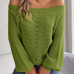 Off-Shoulder Knit Sweater - View 10 | TEVQA