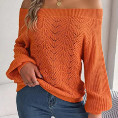 Off-Shoulder Knit Sweater - View 16 | TEVQA
