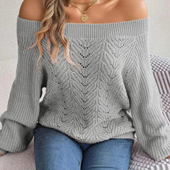 Off-Shoulder Knit Sweater - View 6 | TEVQA