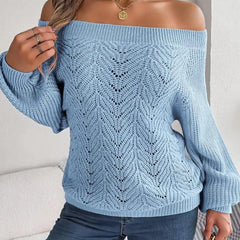Off-Shoulder Knit Sweater - View 21 | TEVQA