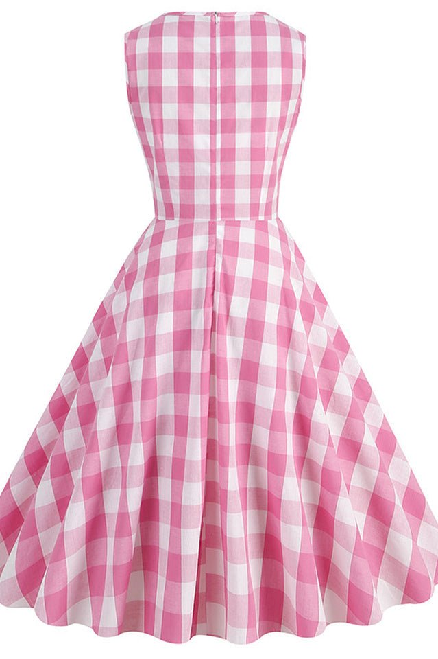 Barbie Movie Margot Pink Plaid Check Dress - Tevqa