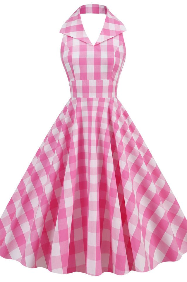 Barbie Movie Margot Pink Plaid Check Dress - Tevqa