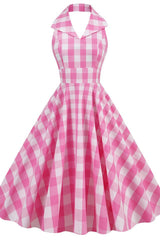 Barbie Movie Margot Pink Plaid Check Dress - Tevqa