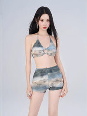 Tie-Dye 3-Piece Bikini Set Grey