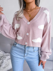 Daydream Sky Cloud Print Knit Cardigan - TEVQA