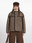 Vintage Brown Striped Sherpa Padded Jacket - TEVQA
