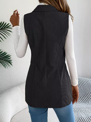 Beige Corduroy Button Down Vest - TEVQA