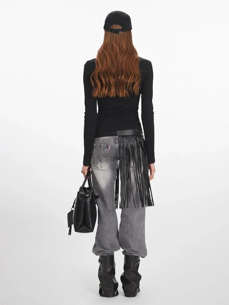 Y2K Grunge Distressed Zip-Up Top - TEVQA
