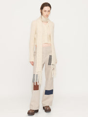 Vanilla Girl Cream Cable Knit Skinny Scarf