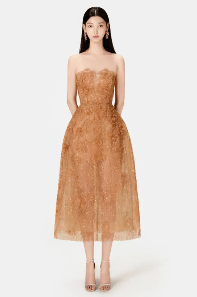 Beaded Lace Dress - TEVQA