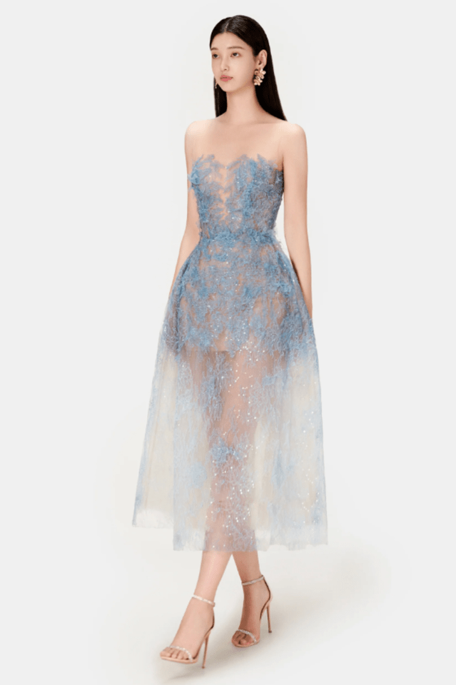 Beaded Lace Dress - Tevqa