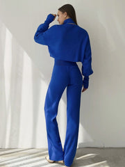 Royal Blue Ribbed Knit 2-Piece Set