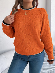 Khaki Textured Knit Sweater - TEVQA