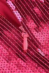 Burgundy Ruched Sequined Maxi Dress - Tevqa