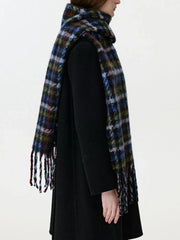 Brushed Faux Mohair Plaid Scarf - View 7 | TEVQA