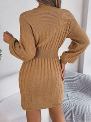 Grey cable knit sweater dress - View 12 | TEVQA