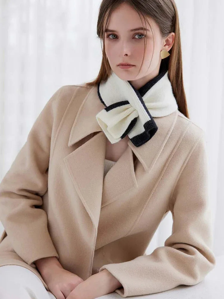 Two-tone knit cross scarf - View 26 | TEVQA