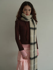 Retro Windowpane Check Wool Blend Scarf