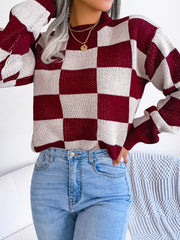 Black & White Checkerboard Knit Sweater