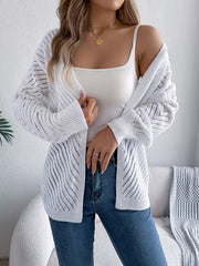 Ethereal White Pointelle Knit Cardigan - View 6 | TEVQA