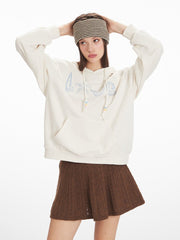 Vintage Cream Sea Shell 'LOVE' Graphic Hoodie