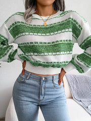 Striped Textured Knit Sweater - View 17 | TEVQA