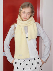 Soft Butter Yellow Wool Blend Ribbed Knit Scarf