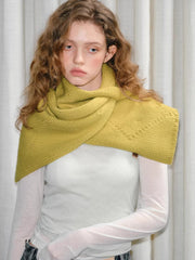100% Wool Reversible Button Scarf Chartreuse