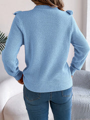 Ruffle Trim Knit Sweater - View 8 | TEVQA
