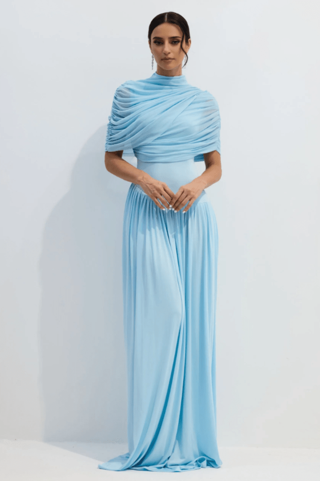 Catherine Asymmetrical Pleated Maxi Dress - Tevqa