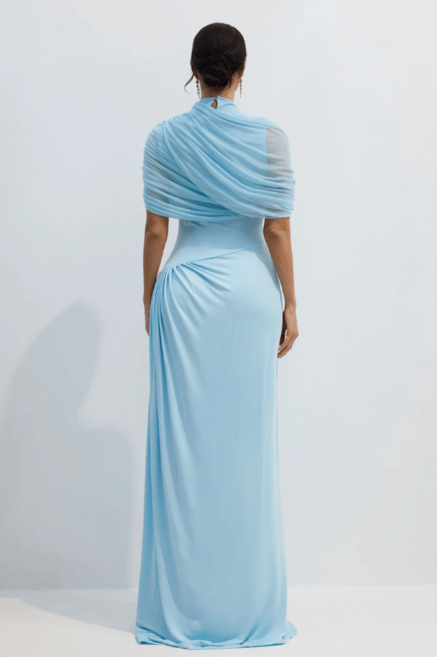 Catherine Asymmetrical Pleated Maxi Dress - Tevqa