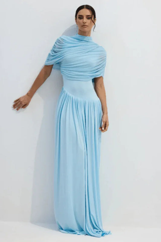 Catherine Asymmetrical Pleated Maxi Dress - TEVQA