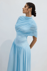 Catherine Asymmetrical Pleated Maxi Dress - Tevqa