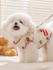 Blue Gingham Cartoon Pet Vest with Leash D-Ring