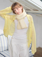 100% Australian Wool Soft Knit Scarf Cream Yellow