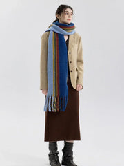 Vintage Striped Wool Blend Scarf - TEVQA