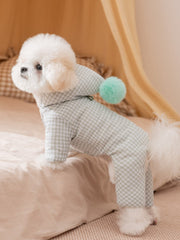 Pastel Gingham Hooded Dog Jumpsuit Winter Puffer Coat