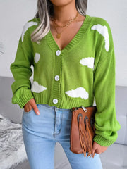Daydream Sky Cloud Print Knit Cardigan - TEVQA