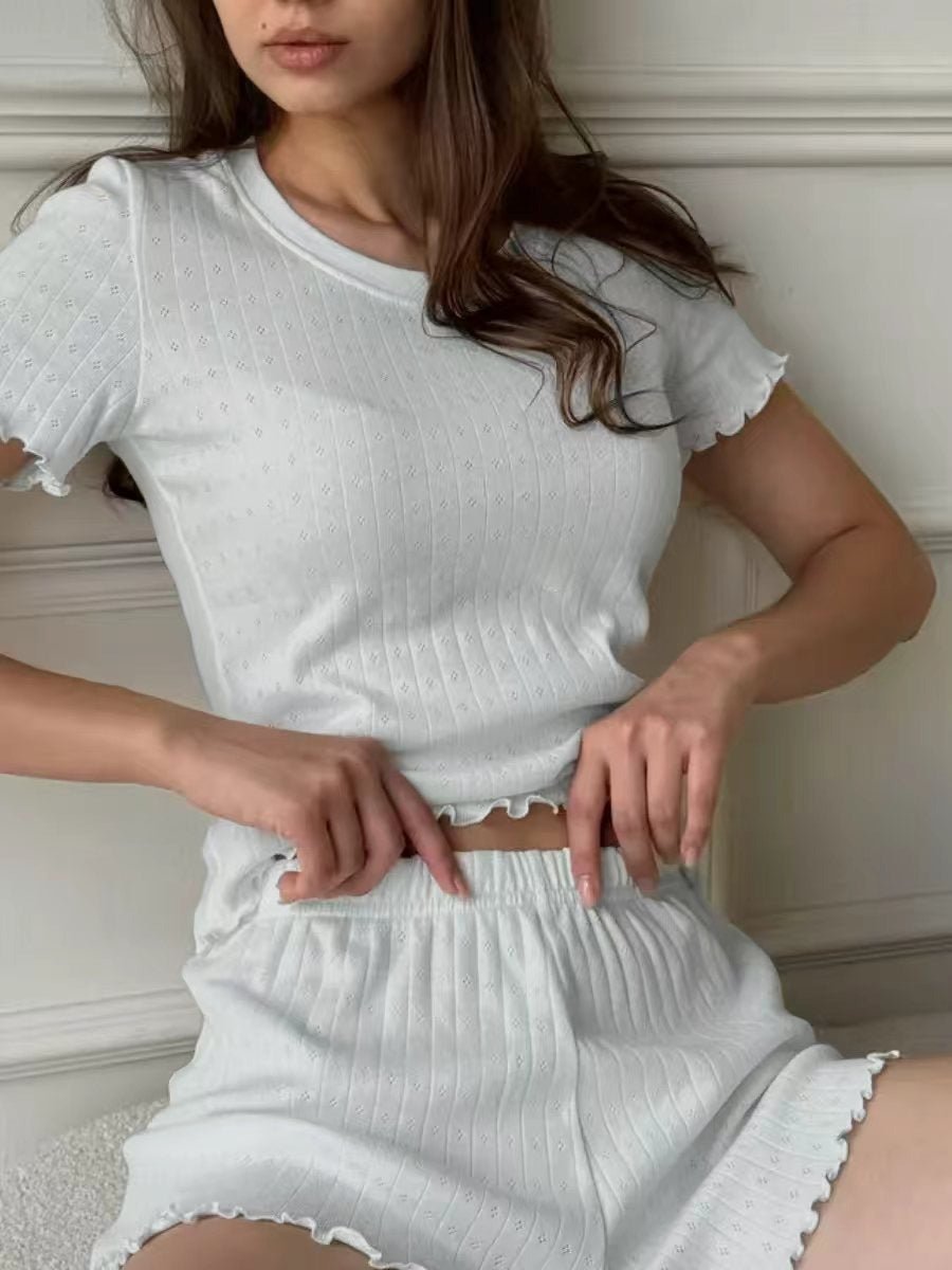 Coquette White Pointelle Lounge Set - 12 - 29