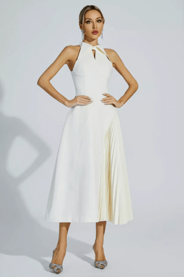 Cynthia Cream Midi Dress - Tevqa