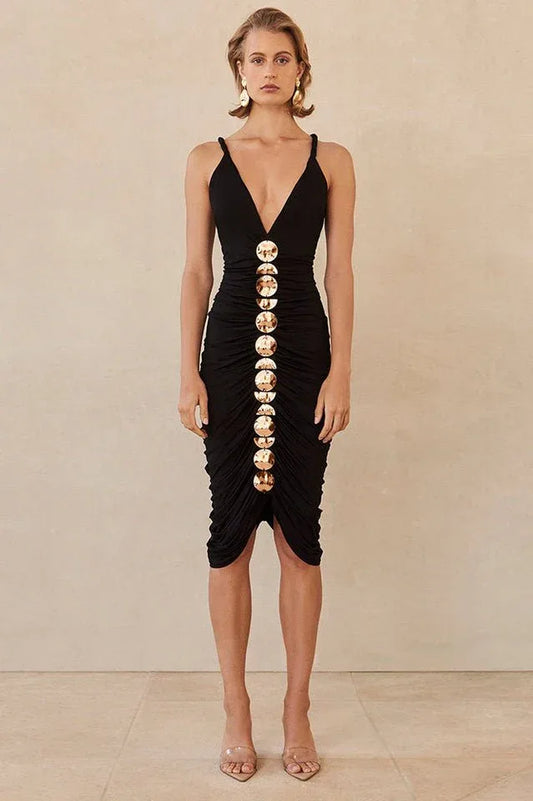 Cynthia Metallic Sequin-Embellished Dress - TEVQA