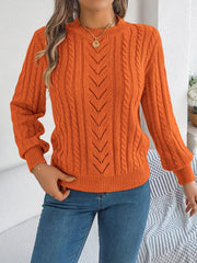 Women's Rust Cable Knit Sweater - TEVQA