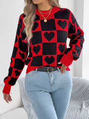 Heart Checkerboard Sweater - View 6 | TEVQA