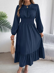 Emerald Green Ruffle Smocked Waist Maxi Dress - View 21 | TEVQA