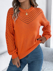 White Hollow Out Pointelle Knit Sweater - TEVQA